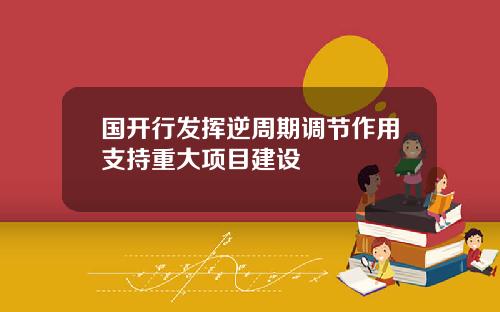 国开行发挥逆周期调节作用支持重大项目建设