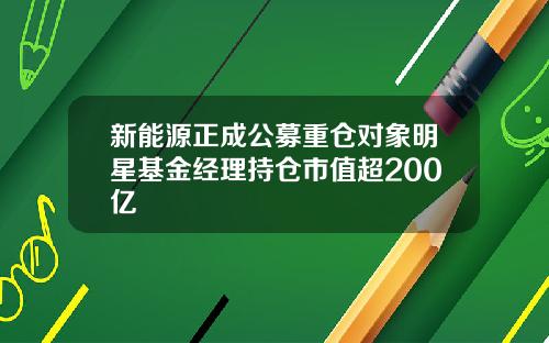 新能源正成公募重仓对象明星基金经理持仓市值超200亿
