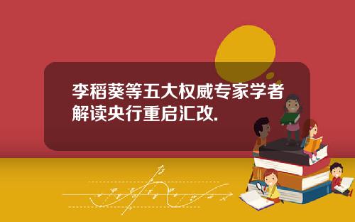 李稻葵等五大权威专家学者解读央行重启汇改.