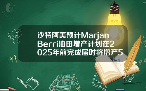 沙特阿美预计MarjanBerri油田增产计划在2025年前完成届时将增产55万桶日