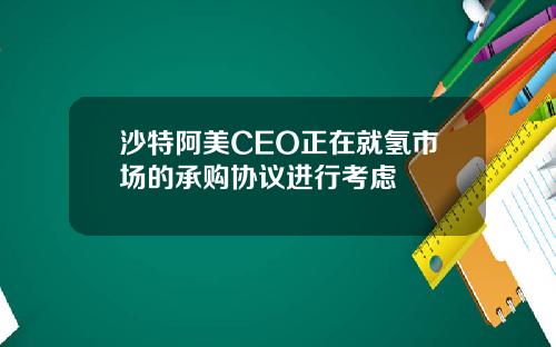 沙特阿美CEO正在就氢市场的承购协议进行考虑