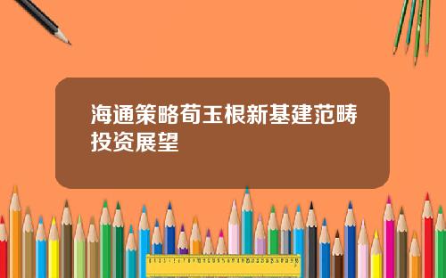 海通策略荀玉根新基建范畴投资展望