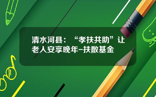 清水河县：“孝扶共助”让老人安享晚年-扶散基金