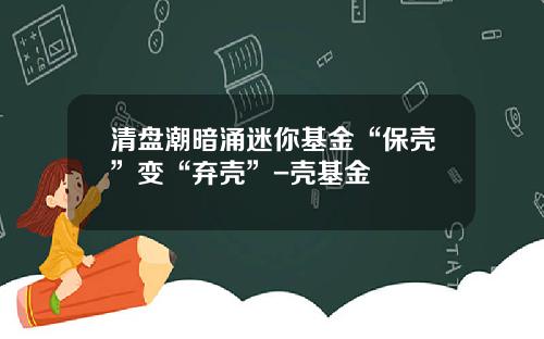 清盘潮暗涌迷你基金“保壳”变“弃壳”-壳基金