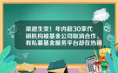 渠道生变！年内超30家代销机构被基金公司取消合作，有私募基金服务平台却在热销公募产品-什么是退出类平台公司