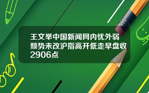 王文举中国新闻网内忧外弱颓势未改沪指高开低走早盘收2906点