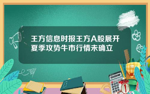 王方信息时报王方A股展开夏季攻势牛市行情未确立
