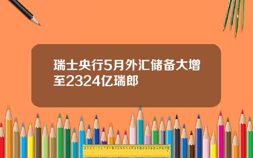 瑞士央行5月外汇储备大增至2324亿瑞郎