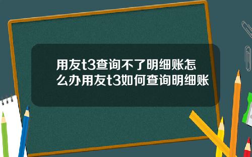 用友t3查询不了明细账怎么办用友t3如何查询明细账