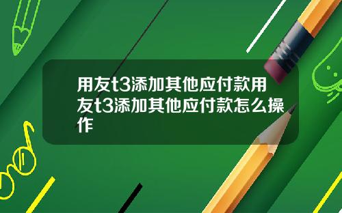 用友t3添加其他应付款用友t3添加其他应付款怎么操作