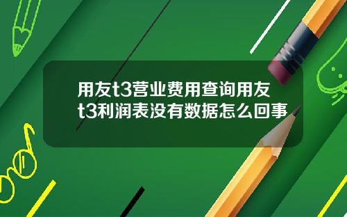 用友t3营业费用查询用友t3利润表没有数据怎么回事