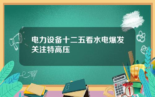 电力设备十二五看水电爆发关注特高压