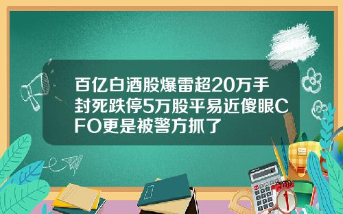百亿白酒股爆雷超20万手封死跌停5万股平易近傻眼CFO更是被警方抓了