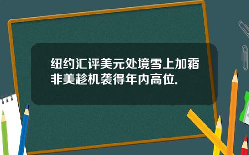 纽约汇评美元处境雪上加霜非美趁机袭得年内高位.