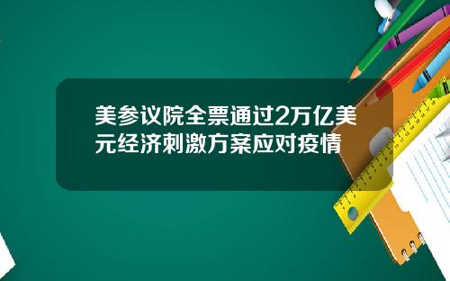 美参议院全票通过2万亿美元经济刺激方案应对疫情
