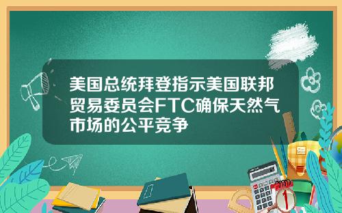 美国总统拜登指示美国联邦贸易委员会FTC确保天然气市场的公平竞争