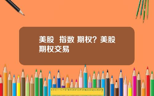 美股 指数 期权?美股期权交易