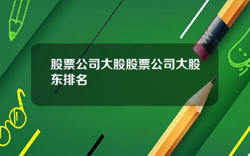 股票公司大股股票公司大股东排名