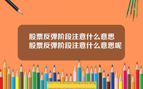 股票反弹阶段注意什么意思股票反弹阶段注意什么意思呢