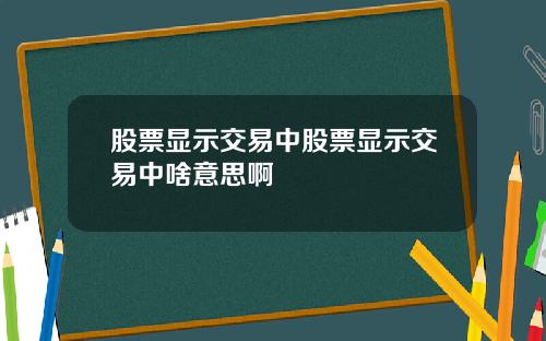 股票显示交易中股票显示交易中啥意思啊