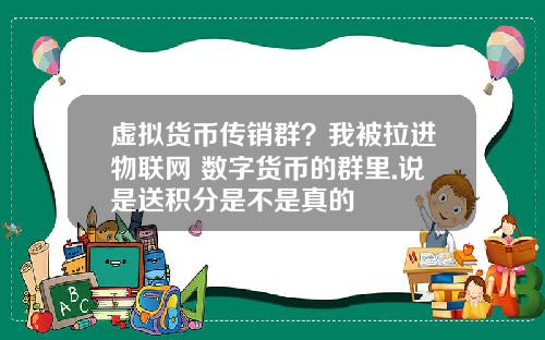 虚拟货币传销群?我被拉进物联网+数字货币的群里.说是送积分是不是真的
