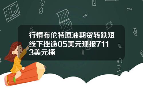行情布伦特原油期货转跌短线下挫逾05美元现报7113美元桶
