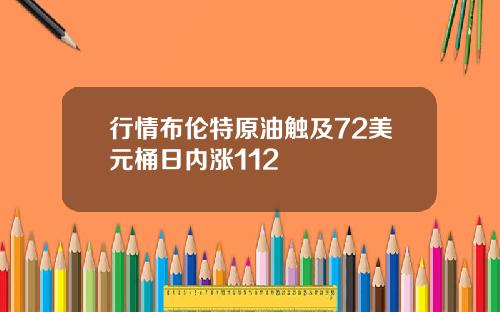 行情布伦特原油触及72美元桶日内涨112