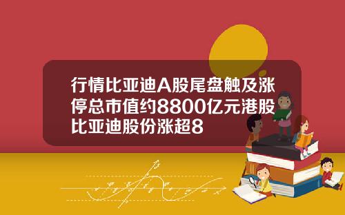 行情比亚迪A股尾盘触及涨停总市值约8800亿元港股比亚迪股份涨超8