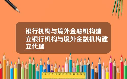 银行机构与境外金融机构建立银行机构与境外金融机构建立代理
