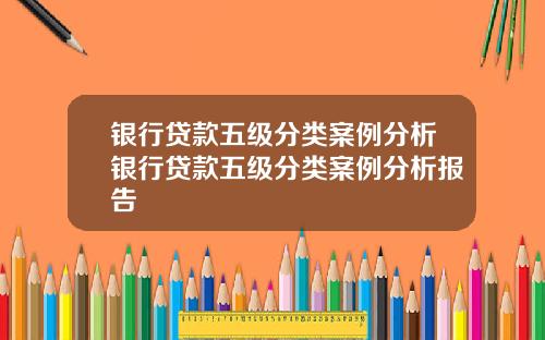 银行贷款五级分类案例分析银行贷款五级分类案例分析报告