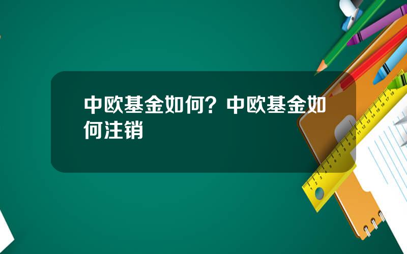 中欧基金如何？中欧基金如何注销