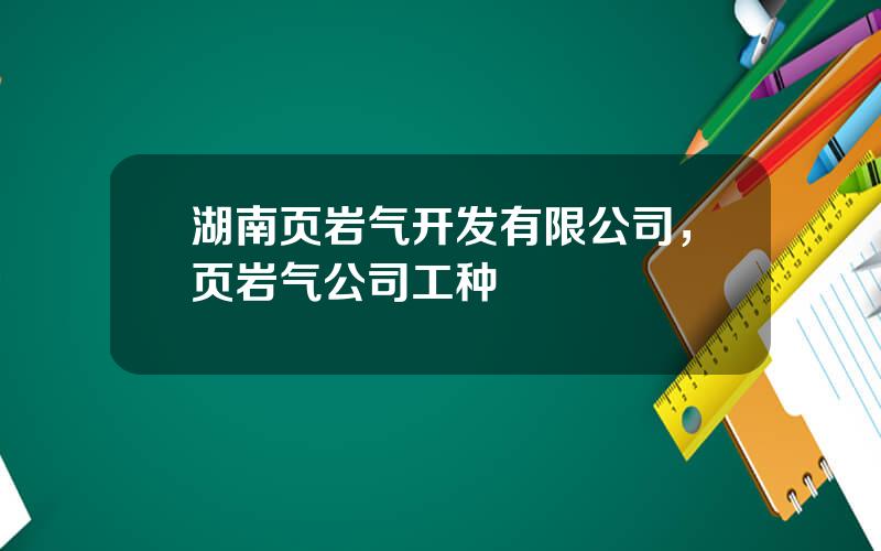 湖南页岩气开发有限公司，页岩气公司工种