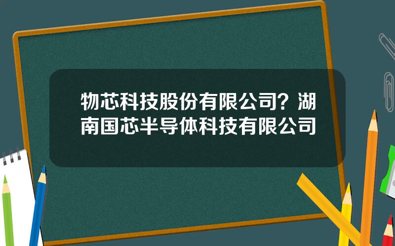 物芯科技股份有限公司？湖南国芯半导体科技有限公司