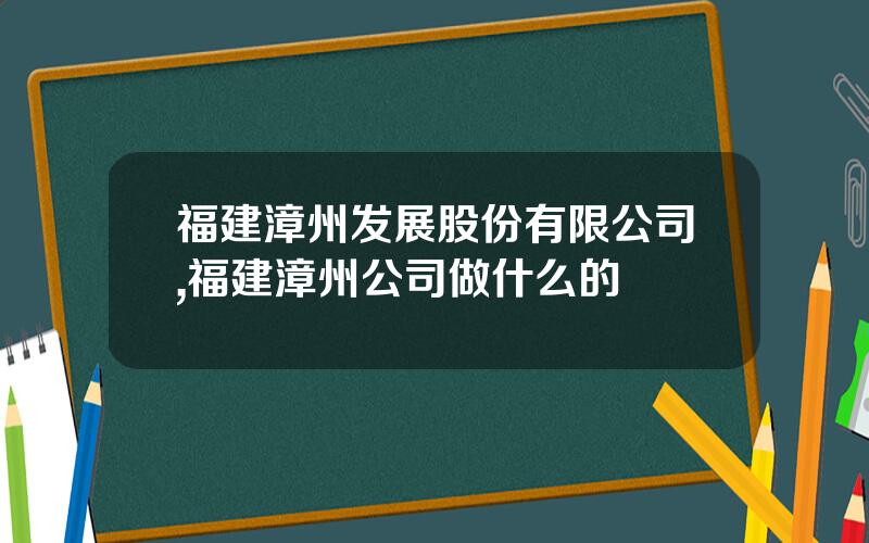 福建漳州发展股份有限公司,福建漳州公司做什么的