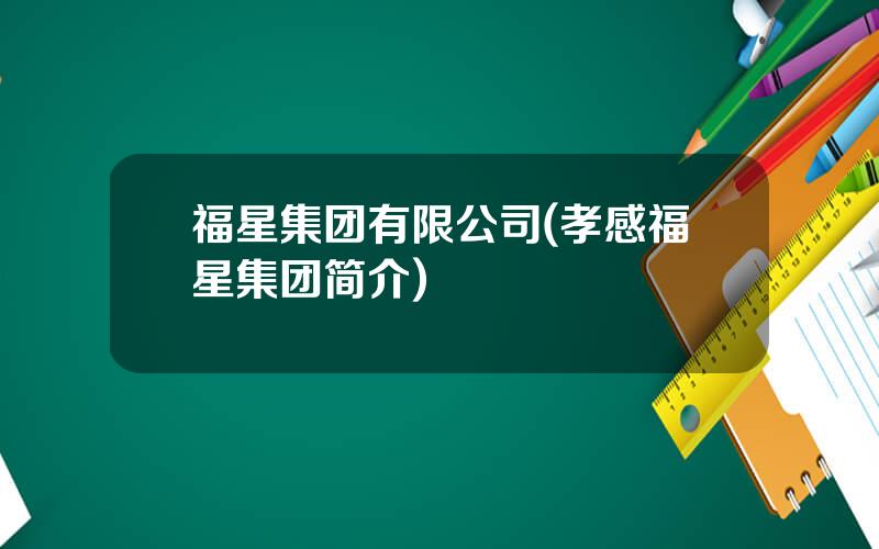福星集团有限公司(孝感福星集团简介)