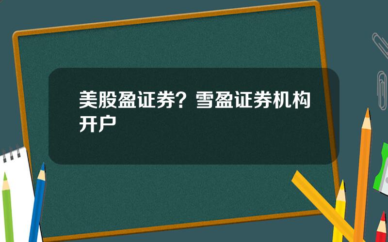 美股盈证券？雪盈证券机构开户