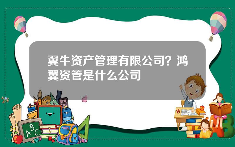 翼牛资产管理有限公司？鸿翼资管是什么公司