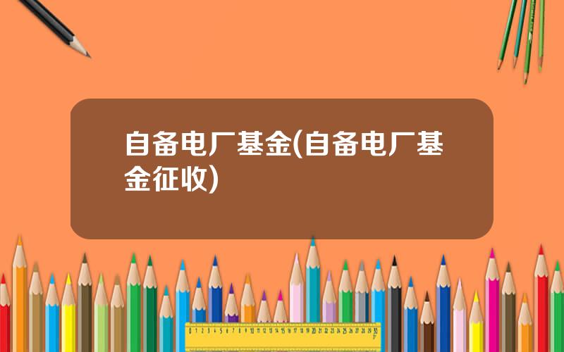 自备电厂基金(自备电厂基金征收)
