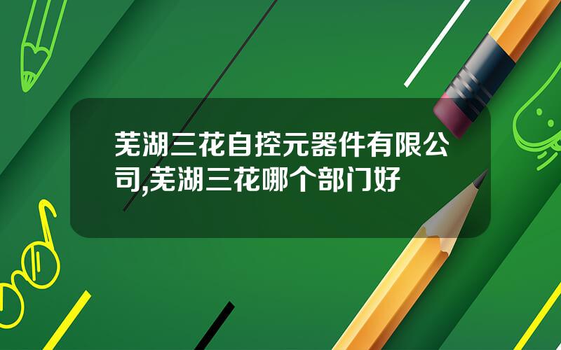 芜湖三花自控元器件有限公司,芜湖三花哪个部门好