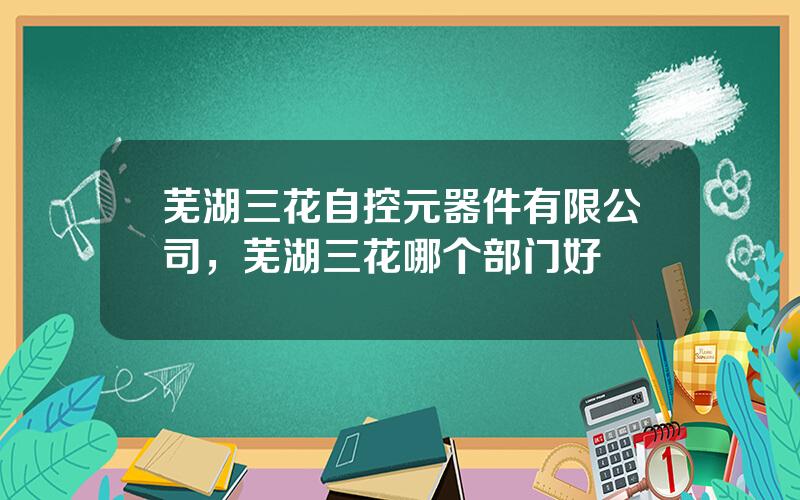芜湖三花自控元器件有限公司，芜湖三花哪个部门好