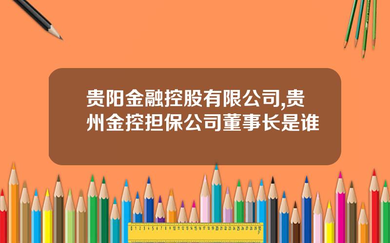 贵阳金融控股有限公司,贵州金控担保公司董事长是谁