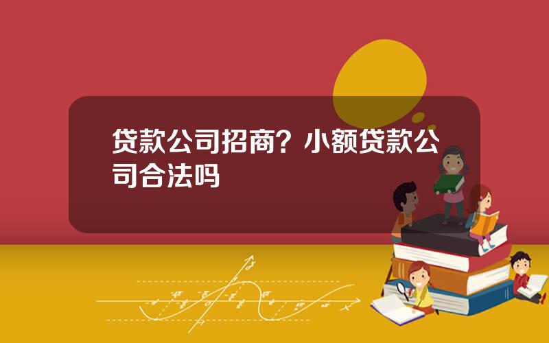 贷款公司招商？小额贷款公司合法吗
