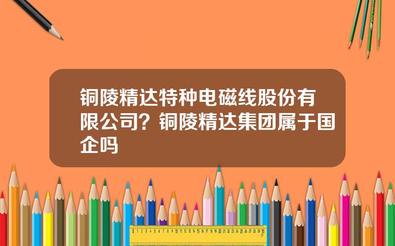 铜陵精达特种电磁线股份有限公司？铜陵精达集团属于国企吗
