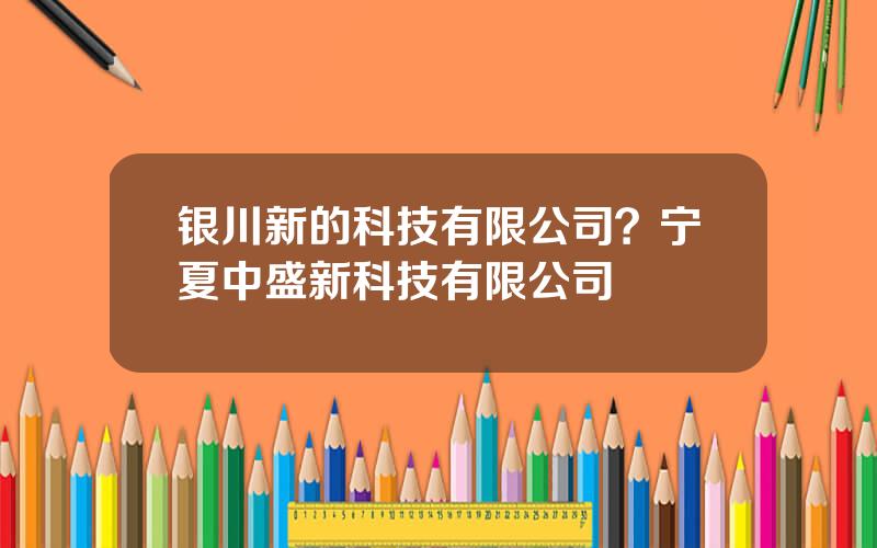 银川新的科技有限公司？宁夏中盛新科技有限公司